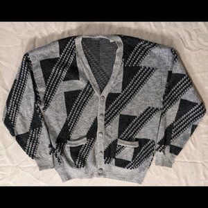 Vintage Gray Geometric Cardigan — Eaton